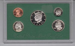 1998 birth year coin set - (5) coins - half dollar, quarter, dime, nickel, and cent- all dated 1998 and encased in a plastic holder for display choice uncirculated