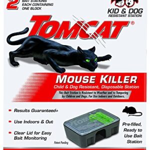 Tomcat Mouse Killer Disposable Station for Indoor/Outdoor Use - Child & Dog Resistant, 2 Stations with 1 Bait Each