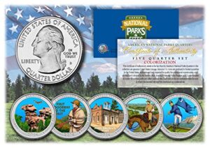 2016 america the beautiful colorized quarters u.s. parks 5-coin set w/capsules