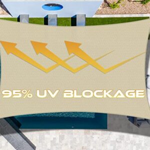 Windscreen4less 8' x 12' Sun Shade Sail Rectangle Outdoor Canopy Cover UV Block for Backyard Porch Pergola Deck Garden Patio (Beige)