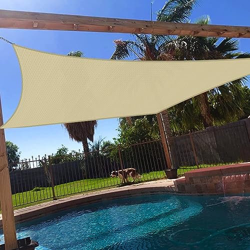 Windscreen4less 8' x 12' Sun Shade Sail Rectangle Outdoor Canopy Cover UV Block for Backyard Porch Pergola Deck Garden Patio (Beige)