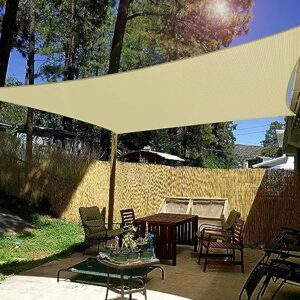 Windscreen4less 8' x 12' Sun Shade Sail Rectangle Outdoor Canopy Cover UV Block for Backyard Porch Pergola Deck Garden Patio (Beige)