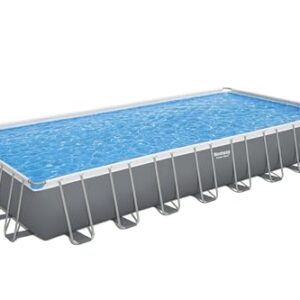 Bestway Power Steel 31' 4" x 16' x 52" Rectangular Metal Frame Above Ground Swimming Pool Set with 2,200 GPH Filter Pump, Ladder, and Pool Cover