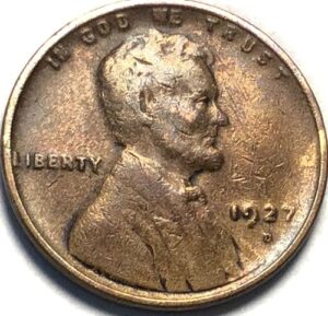 1927 d lincoln wheat cent penny us mint very fine