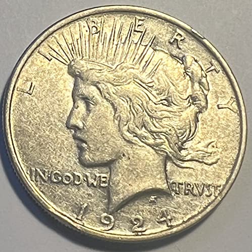 1924 P Silver Peace Dollar Dollar AU Fine Details Condition