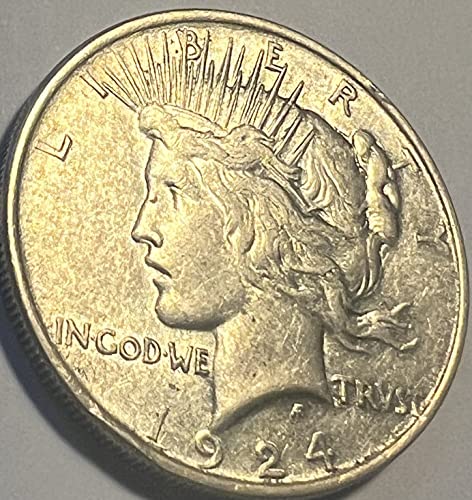 1924 P Silver Peace Dollar Dollar AU Fine Details Condition