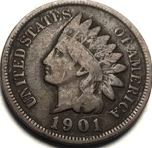 1901 p indian head cent penny seller very good