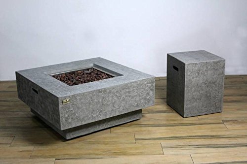 Propane Tank Cover Square For Outdoor Firepit, Backyard Hideaway Side Table, Security hold 20lbs Tank (Grey (travertine finish))