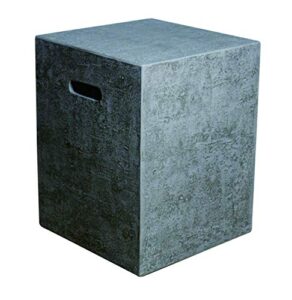propane tank cover square for outdoor firepit, backyard hideaway side table, security hold 20lbs tank (grey (travertine finish))