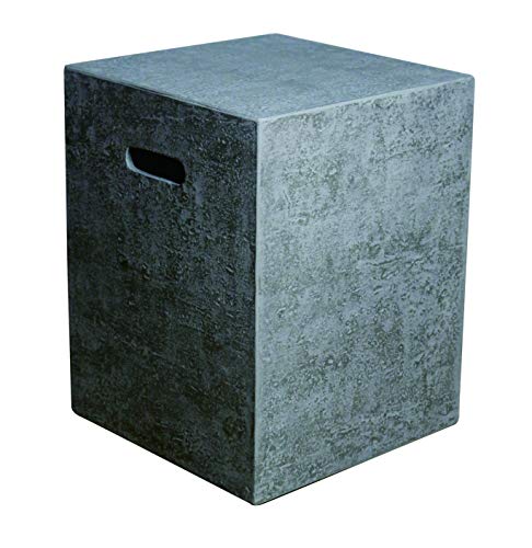 Propane Tank Cover Square For Outdoor Firepit, Backyard Hideaway Side Table, Security hold 20lbs Tank (Grey (travertine finish))