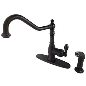 kingston brass gsy7705aclsp american classic kitchen faucet with sprayer and deck plate, 9-7/16", oil rubbed bronze , oil-rubbed bronze