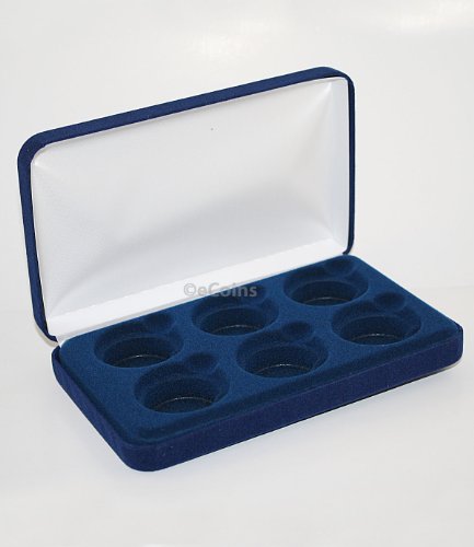 Blue Felt COIN DISPLAY GIFT METAL PLUSH BOX holds 6-IKE or Silver Eagle ASE