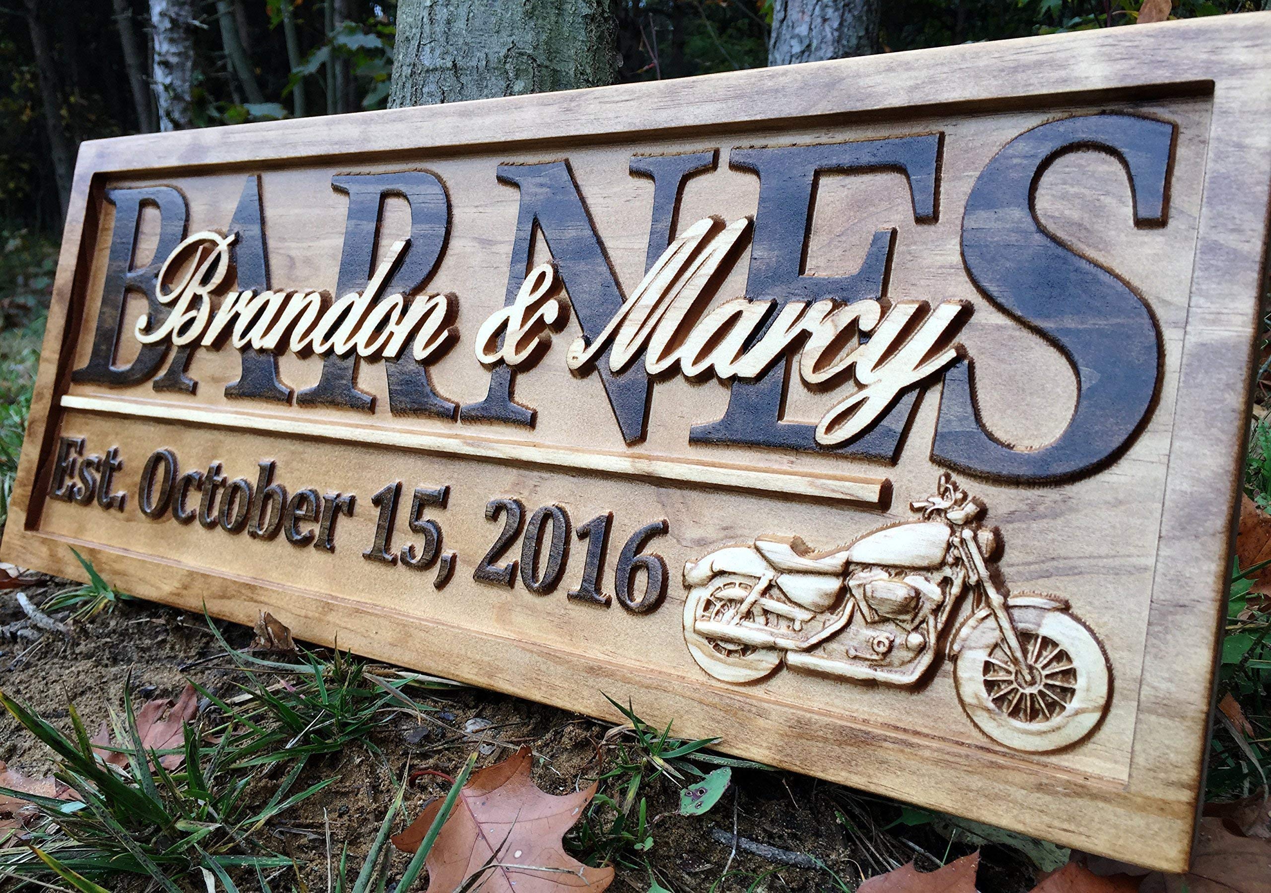 Personalized Motorcycle Gifts Motorcycle Wedding Sign Harley Davidson Sign Personalized Couples Gift Wood Family Name Custom Last Name Sign