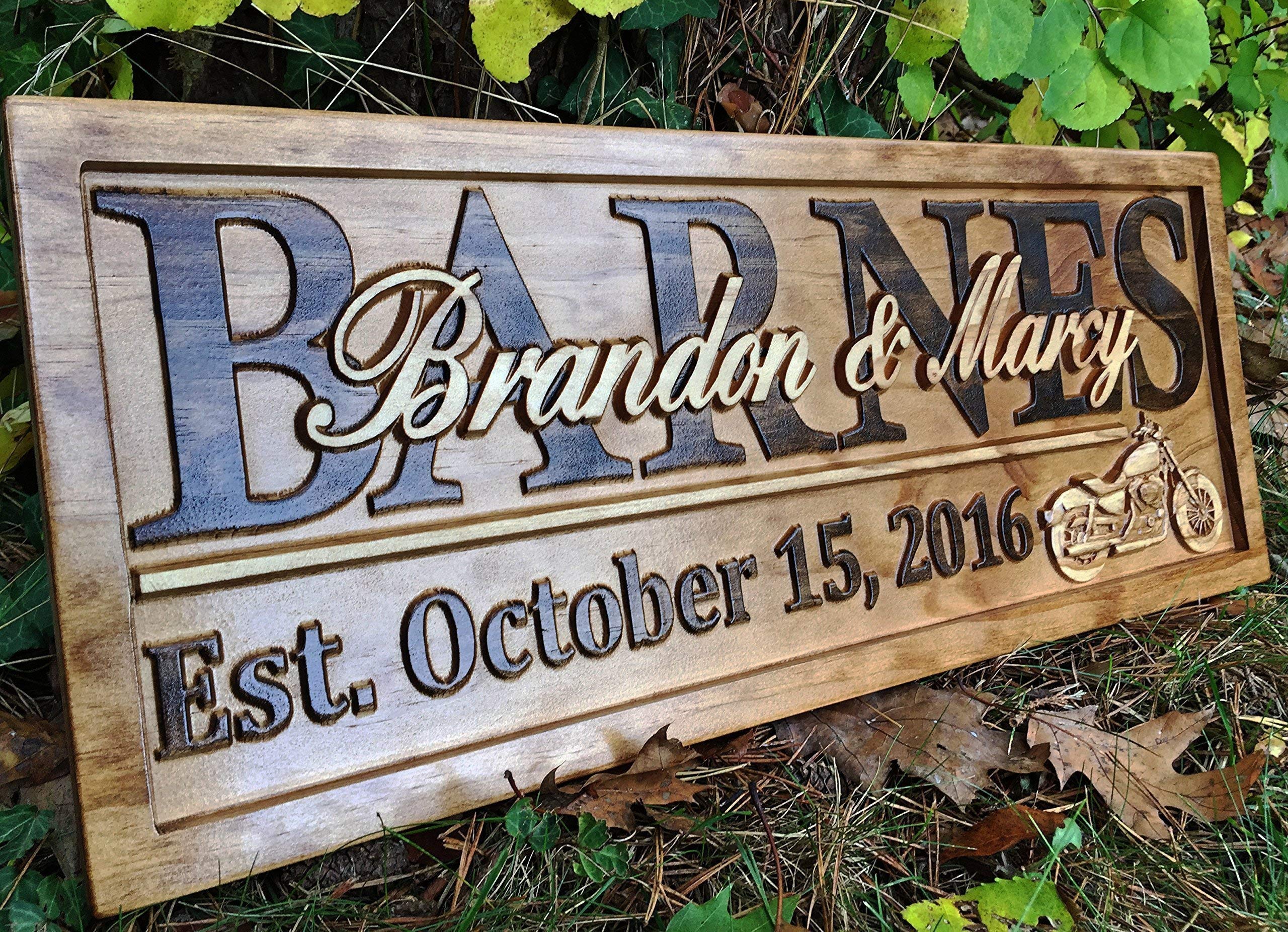 Personalized Motorcycle Gifts Motorcycle Wedding Sign Harley Davidson Sign Personalized Couples Gift Wood Family Name Custom Last Name Sign