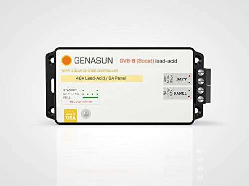 Genasun GVB-8-Pb-48V, 8 A (Input) 350 W Solar Panel, Voltage Boosting MPPT Solar Charge Controller for 48 V Lead-Acid Battery