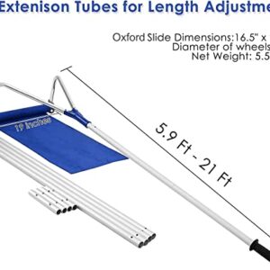 Goplus Snow Roof Rake, 21 FT Adjustable Aluminum Roof Snow Removal Tool with Wheels & Oxford Slide, Extendable Anti-Slip Handle, Lightweight Shovel Scratch Free for Wet Leaves Debris Vehicle