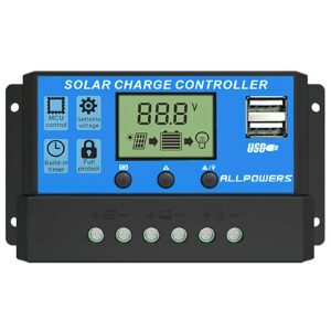 allpowers 20a solar charger controller solar panel battery intelligent regulator with usb port display 12v/24v