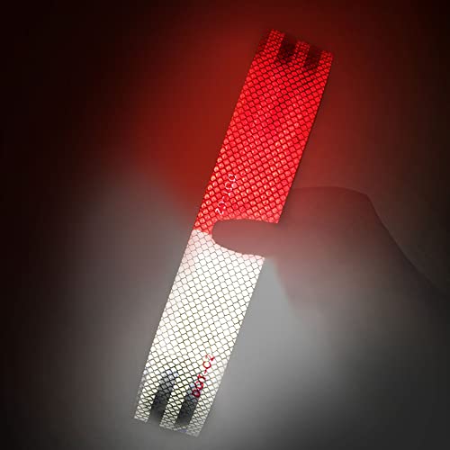 STARREY Outdoor Reflective Tape Red White 1 in X 12 FT Waterproof Self Adhesive DOT-C2 Trailer Safety Caution Conspicuity Dot Tape for Trucks Cars