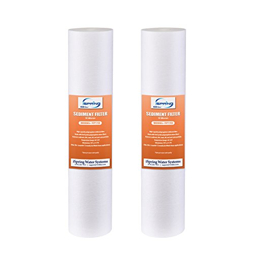 iSpring FP110X2 10" x 2.5" Universal Multi-layer Sediment Water Filter Replacement Cartridges 10 Micron, 2 Pack, White