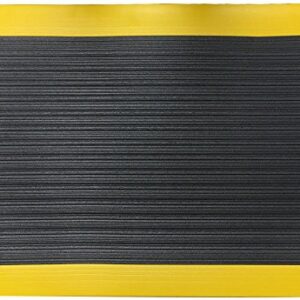 Portico Systems 18020306 Comfort Step 3/8" Anti-Fatigue Mat with Ribbed Emboss, Black with Yellow Border, 2" x 3"
