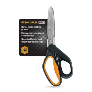 fiskars pro powerarc shears - 10" heavy duty scissors - building and construction tools - orange/black