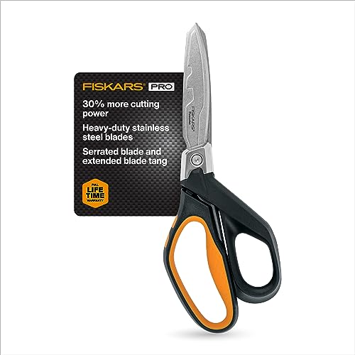 Fiskars Pro PowerArc Shears - 10" Heavy Duty Scissors - Building and Construction Tools - Orange/Black