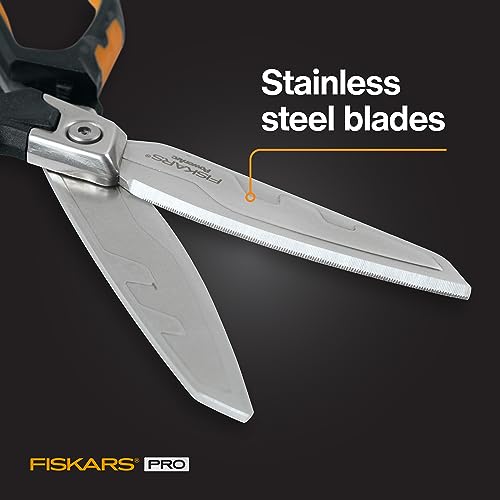 Fiskars Pro PowerArc Shears - 10" Heavy Duty Scissors - Building and Construction Tools - Orange/Black