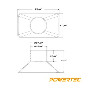 POWERTEC 70204 Dust Collection Rectangular Hood Nozzle for 2-1/2” Dust Collection Hose Fittings