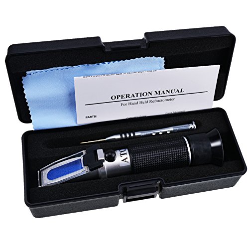 Clinical Refractometer ATC Tri-Scale Serum Protein 0-12 g/100ml Urine Specific Gravity SG 1.000-1.050 Refractive Index 1.333-1.360RI w/Extra LED Light & Pipette