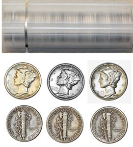 1916-1945 mercury dime roll 50 coin various marks circulated condition
