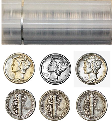 1916-1945 Mercury Dime Roll 50 Coin Various Marks Circulated Condition