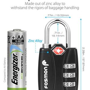 TSA Accepted Luggage Locks, Fosmon (3 Pack) Open Alert Indicator 3 Digit Combination Padlock Codes with Alloy Body for Travel Bag, Suit Case, Lockers, Gym, Bike Locks or Other