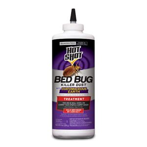 hot shot bed bug killer dust with diatomaceous earth for insects 8 ounces, treatment for bed bugs
