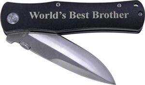 world's best brother folding pocket knife - great gift for birthday, or christmas gift for a brother (black handle)