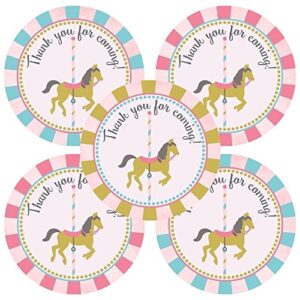 carousel thank you sticker labels for party favors by adore by nat - birthday baby shower - set of 30