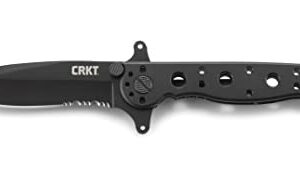 CRKT M21-10KSF EDC Folding Pocket Knife: Special Forces Everyday Carry, Black Serrated Edge Blade, Frame Lock, Dual Hilt, Stainless Steel Handle, Reversible Pocket Clip