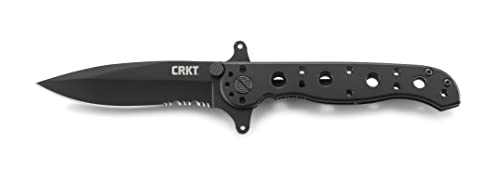 CRKT M21-10KSF EDC Folding Pocket Knife: Special Forces Everyday Carry, Black Serrated Edge Blade, Frame Lock, Dual Hilt, Stainless Steel Handle, Reversible Pocket Clip