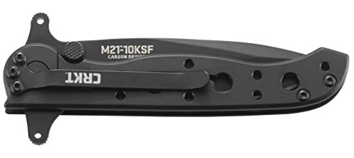 CRKT M21-10KSF EDC Folding Pocket Knife: Special Forces Everyday Carry, Black Serrated Edge Blade, Frame Lock, Dual Hilt, Stainless Steel Handle, Reversible Pocket Clip