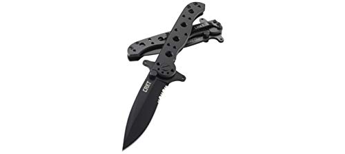 CRKT M21-10KSF EDC Folding Pocket Knife: Special Forces Everyday Carry, Black Serrated Edge Blade, Frame Lock, Dual Hilt, Stainless Steel Handle, Reversible Pocket Clip