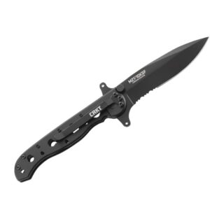 CRKT M21-10KSF EDC Folding Pocket Knife: Special Forces Everyday Carry, Black Serrated Edge Blade, Frame Lock, Dual Hilt, Stainless Steel Handle, Reversible Pocket Clip