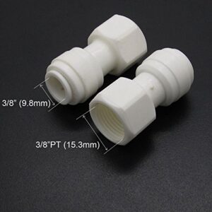 5 PCS White 3/8" Thread Female Push Straight Water Tube Quick Connect Reverse Osmosis Connector