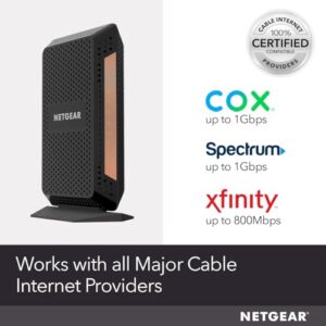 NETGEAR Nighthawk Multi-Gig Cable Modem (CM1100) - Compatible With All Cable Providers Incl. Xfinity, Spectrum, Cox - For Cable Plans Up To 2Gbps – 2 x 1G Ethernet Ports - DOCSIS 3.1