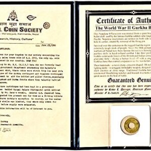 1952 NP World War II Nepal Gurkha Bullet Coin 4 Paisa Made From Spent WWii Gurkha Regiment Bullet Casing With Primer Punched Out,Album & Certificate 18mm Very Good