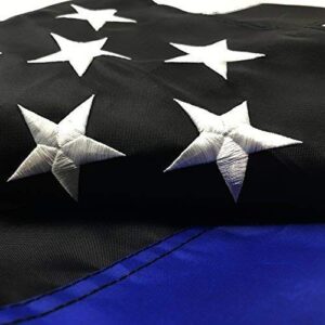 Thin Blue Line Flag: 3x5 ft with Embroidered Stars - Sewn Stripes - Brass Grommets - UV Protection - Black White and Blue American Police Flag Honoring Law Enforcement Officers