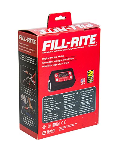 Fill-Rite TT10AN 1" 2-35 GPM(8-132 LPM) Digital In-line Turbine Meter, Aluminum, Fuel Transfer Meter,Black/Red