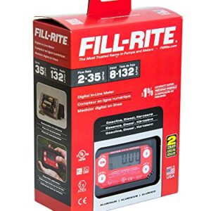Fill-Rite TT10AN 1" 2-35 GPM(8-132 LPM) Digital In-line Turbine Meter, Aluminum, Fuel Transfer Meter,Black/Red