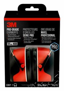 3m pro-grade noise-reducing earmuff, nrr 30 db, lightweight and adjustable, black, one size