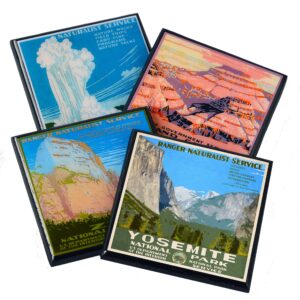 vintage national park wpa poster coaster set
