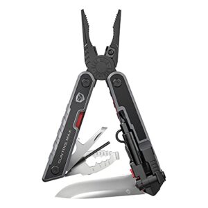 real avid gun tool max, 37-in-1 multitool for gunsmithing, includes pliers, wire cutters, knife blade, universal choke wrench, bits, wrenches & sheath, perfect edc tool for hunting & gun owners black
