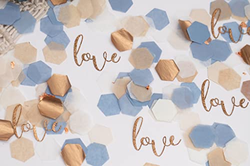 Dusty Blue Bridal Shower Decor, Love Confetti For A Wedding Shower or Bridal Brunch and Bubbly, 520 pieces